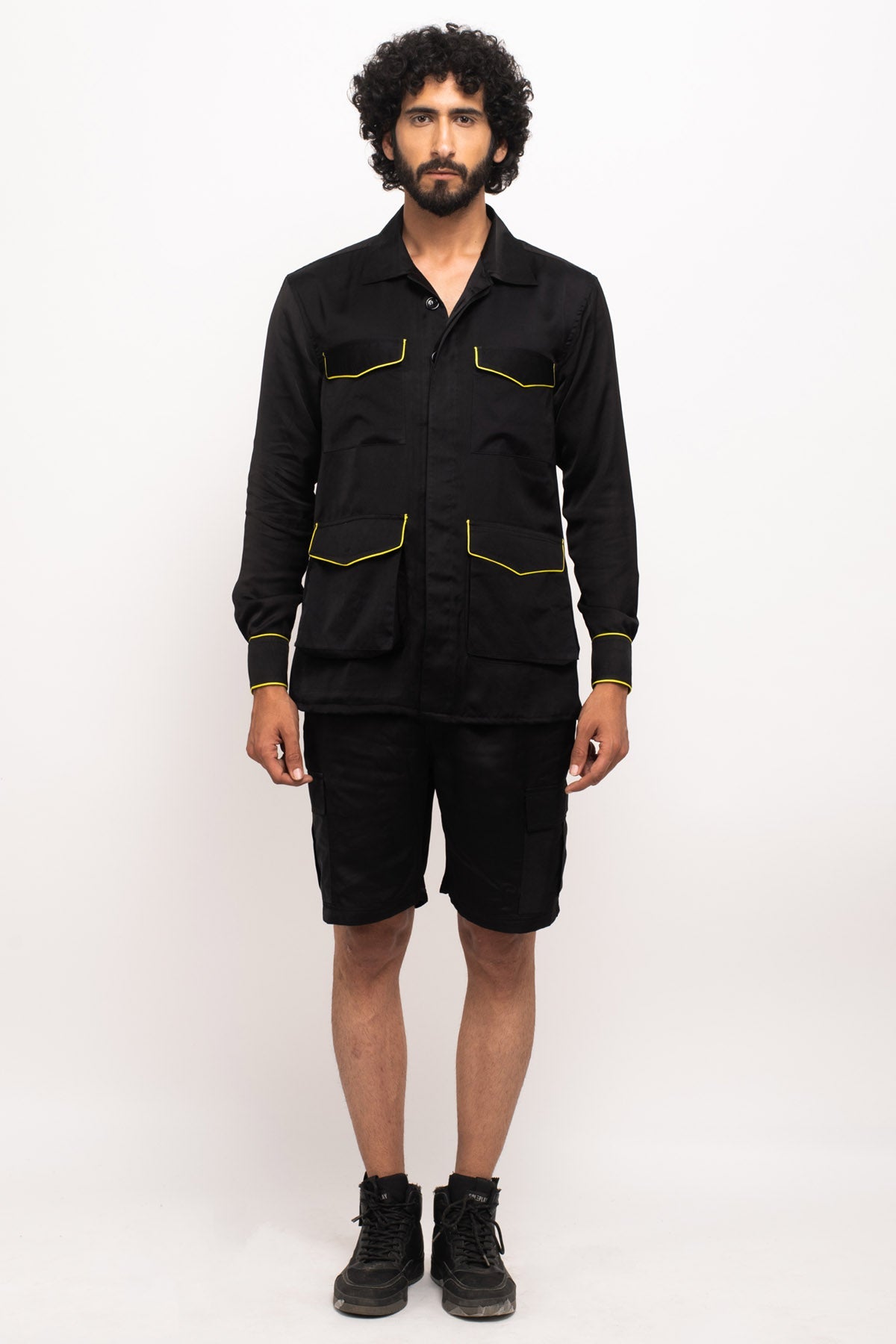 Buy Neora by Nehal ChopraMulti Pockets Black Jacket for Men Online